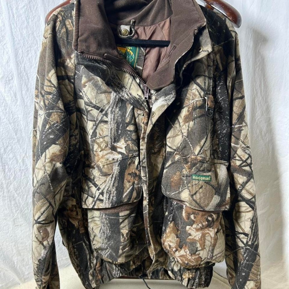 Vintage Hodgman Camo Jacket Men's Medium Mossy Oak Hunting 2 In 1 Large